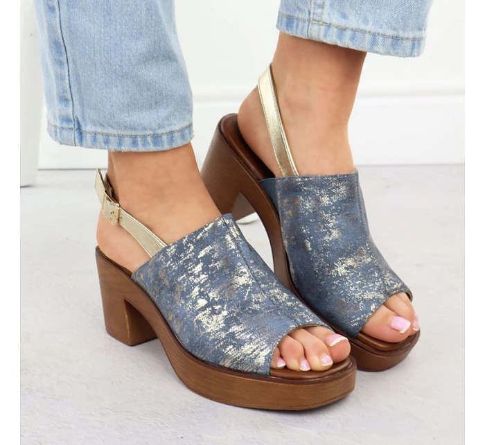 Dámské sandály na jehlovém podpatku denim gold M.Daszynski model 22051579 - M. Daszyński