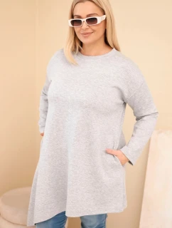 Dámská sukýnka Plus Size z viskózy s volným střihem a dlouhým rukávem šedá