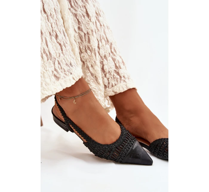 Dámské sandály s pletením na klíně Černé Nivorra