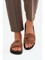 Dámské pantofle Eko semiš s pásky hnědé model 21918915 - Boto