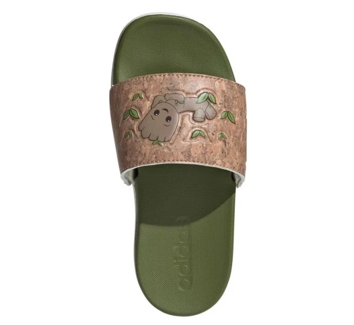 Dětské žabky / nazouváky Adilette Comfort Jr ID8029 Zelená s hnědou - Adidas Dětské žabky / nazouváky Adilette Comfort Jr ID8029 Zelená s hnědou - Adidas