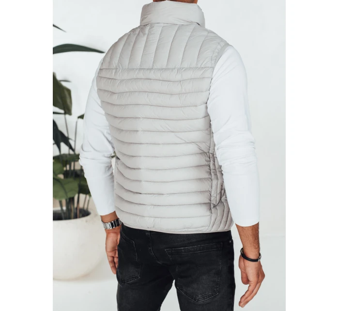 Pánská prošívaná vesta světle šedá model 21991566 - Dstreet Pánská prošívaná vesta světle šedá model 21991566 - Dstreet