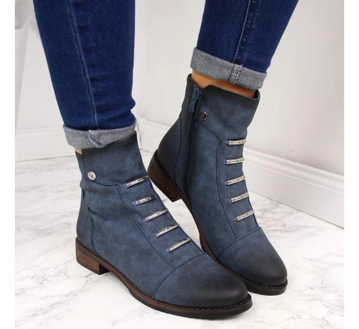 Dámské boty s ozdobami zateplené modré Jezzi Dámské boty s ozdobami zateplené modré Jezzi
