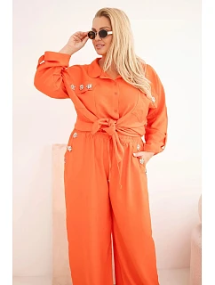 Dámský komplet Plus Size s košilí a širokými kalhotami model 22187144 - K-Fashion