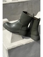 Dámské kotníkové boty na platformě a plochém podpatku Zelené Levira Dámské kotníkové boty na platformě a plochém podpatku Zelené Levira