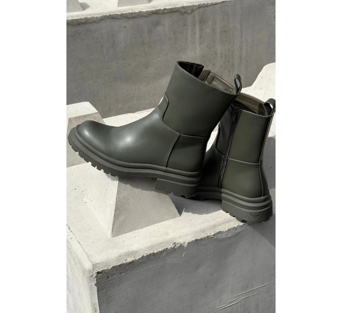 Dámské kotníkové boty na platformě a plochém podpatku Zelené Levira Dámské kotníkové boty na platformě a plochém podpatku Zelené Levira