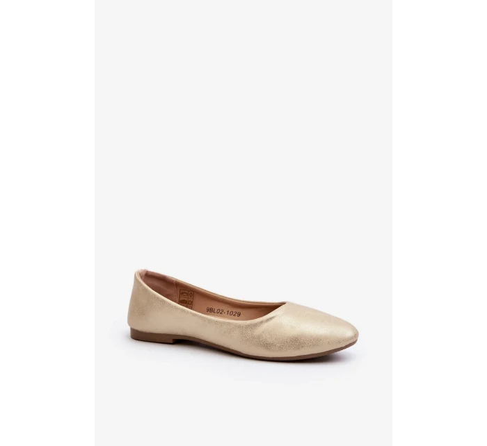 Kožené klasické balerínové lodičky zlaté Stacee