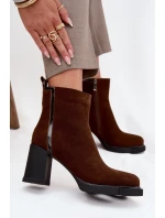 Dámské semišové botky Vinceza – na sloupkovém podpatku, hnědé Dámské semišové botky Vinceza – na sloupkovém podpatku, hnědé