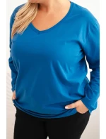 Dámská blůza Plus Size s výstřihem do V a dlouhým rukávem model 21399793 - K-Fashion Dámská blůza Plus Size s výstřihem do V a dlouhým rukávem model 21399793 - K-Fashion