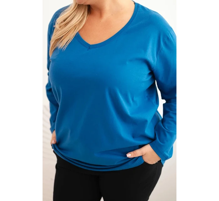 Dámská blůza Plus Size s výstřihem do V a dlouhým rukávem model 21399793 - K-Fashion Dámská blůza Plus Size s výstřihem do V a dlouhým rukávem model 21399793 - K-Fashion
