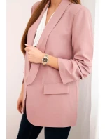 Elegantní sako s klopami tmavě růžové