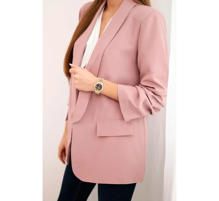 Elegantní sako s klopami tmavě růžové