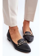Zazoo 2885 Kožené baletky s ozdobou Černé