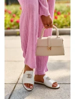 Elegantní Dámské Lesklé Žabky S Ozdobou S.Barski KV27-050 Stříbrné Elegantní Dámské Lesklé Žabky S Ozdobou S.Barski KV27-050 Stříbrné