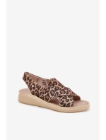 Zazoo 40392 Kožené Sandály Dámské Leopardí Hnědé Zazoo 40392 Kožené Sandály Dámské Leopardí Hnědé