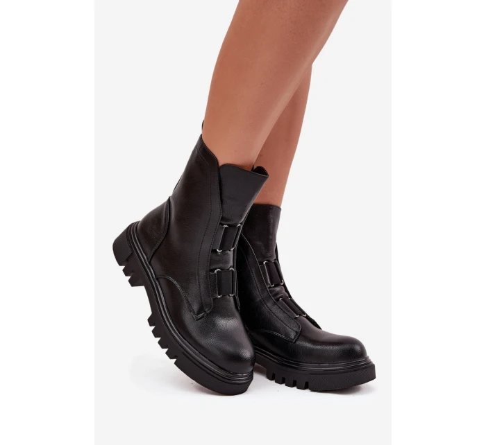 Zateplené botky workerky dámské na zip eko kůže černé Mailyra Zateplené botky workerky dámské na zip eko kůže černé Mailyra