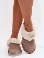 Dámské pantofle s kožíškem Khaki Carisse
