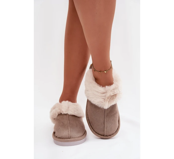 Dámské pantofle s kožíškem Khaki model 21772498 - Boto Dámské pantofle s kožíškem Khaki model 21772498 - Boto