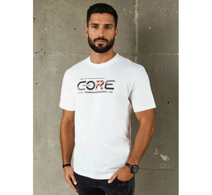 Pánské bílé tričko s potiskem FashionStreet RX5418