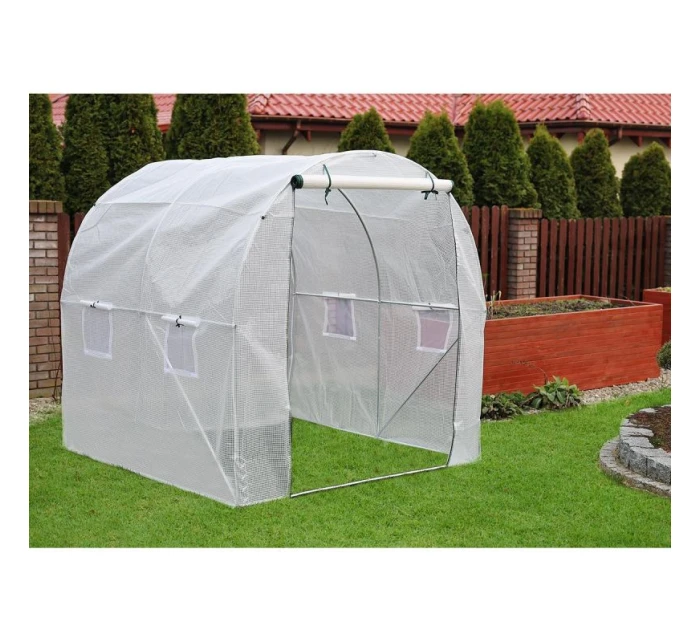 ZAHRADNÍ TUNEL 200x200x200 cm PE BÍLÁ OCELOVÁ KONSTRUKCE