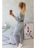 Zateplená souprava s krátkou mikinou šedá