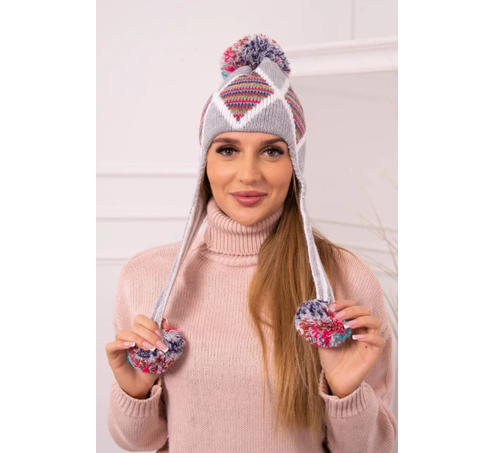 Dámská klapka na uši Eunika K322 šedá+červená Dámská klapka na uši Eunika K322 šedá+červená