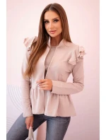 Dámský přehoz s volánky a stojáčkem béžový