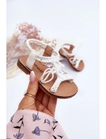 Dětské pletené nazouvací sandály Bíle Tracy Dětské pletené nazouvací sandály Bíle Tracy