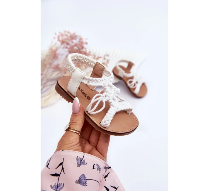 Dětské pletené nazouvací sandály Bíle Tracy Dětské pletené nazouvací sandály Bíle Tracy