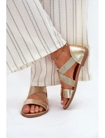 Dámské ploché sandály s elastickými pásky zlaté Marinea Dámské ploché sandály s elastickými pásky zlaté Marinea