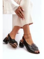 Kožené sandály s ozdobou Laura Messi 2719 Black Kožené sandály s ozdobou Laura Messi 2719 Black