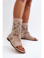 Zazoo dámské semišové sandály se svrškem na zip, béžová Zazoo dámské semišové sandály se svrškem na zip, béžová