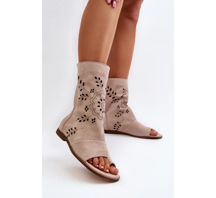 Zazoo dámské semišové sandály se svrškem na zip, béžová Zazoo dámské semišové sandály se svrškem na zip, béžová