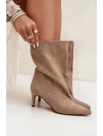 Dámské kotníkové boty na jehlovém podpatku Solvienne – béžové