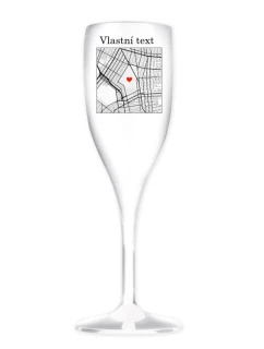 Personalizovaná nerozbitná prosecco sklenice s mapou