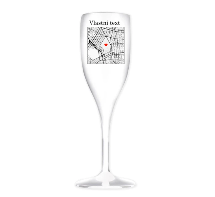 Personalizovaná nerozbitná prosecco sklenice s mapou