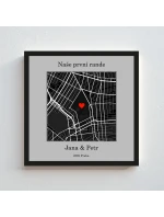 Personalizovaný plakát v rámu - čtverec 20x20 - mapa
