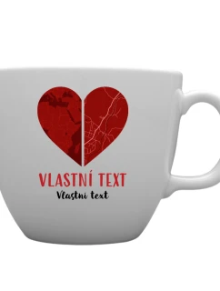 Personalizovaný MEGA XXL keramický hrnek 1000 ml - dvě mapy jako srdce