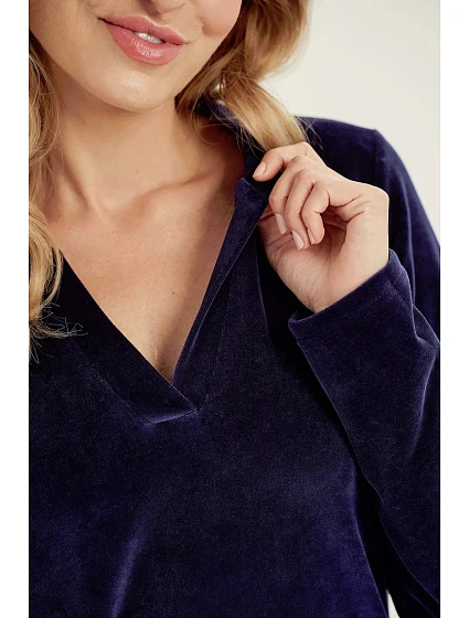 Dámská velurová tunika Tmavě modrá model 22011570 - Taro Dámská velurová tunika Tmavě modrá model 22011570 - Taro