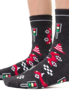 Chlapecké vzorované ponožky 014 GRAPHITE MELANGE 29-31