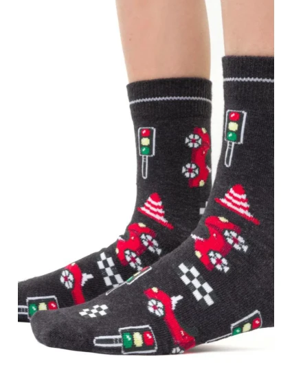 Chlapecké vzorované ponožky 014 GRAPHITE MELANGE 29-31