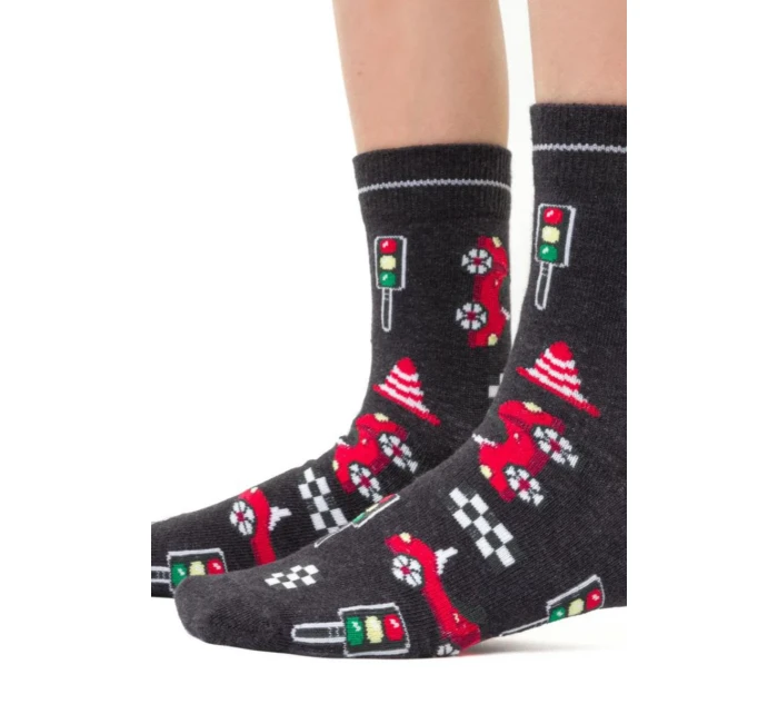 Chlapecké vzorované ponožky 014 GRAPHITE MELANGE 29-31