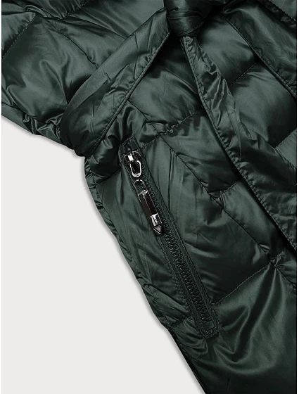 Tmavě zelená dámská zimní bunda s páskem model 21246898 - S'WEST