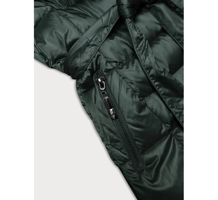 Tmavě zelená dámská zimní bunda s páskem model 21246898 - S'WEST
