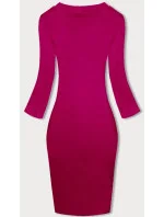 Vypasované žebrované šaty ve fuchsijové barvě s kulatým výstřihem model 19447315 - Factory Price