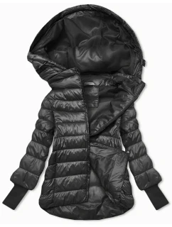 Krátká dámská bunda v grafitové barvě s stahovacími lemy model 21809016 - MINORITY