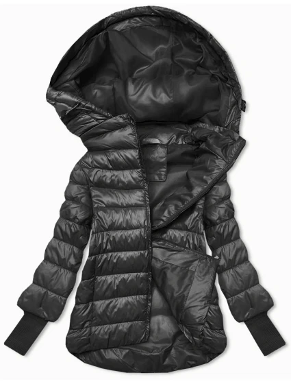 Krátká dámská bunda v grafitové barvě s stahovacími lemy model 21809016 - MINORITY Krátká dámská bunda v grafitové barvě s stahovacími lemy model 21809016 - MINORITY