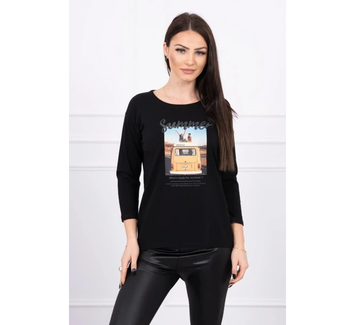 Halenka s potiskem Letní auto černá Halenka s potiskem Letní auto černá