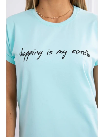 Halenka Nakupování je moje kardio mátová+černá Halenka Nakupování je moje kardio mátová+černá