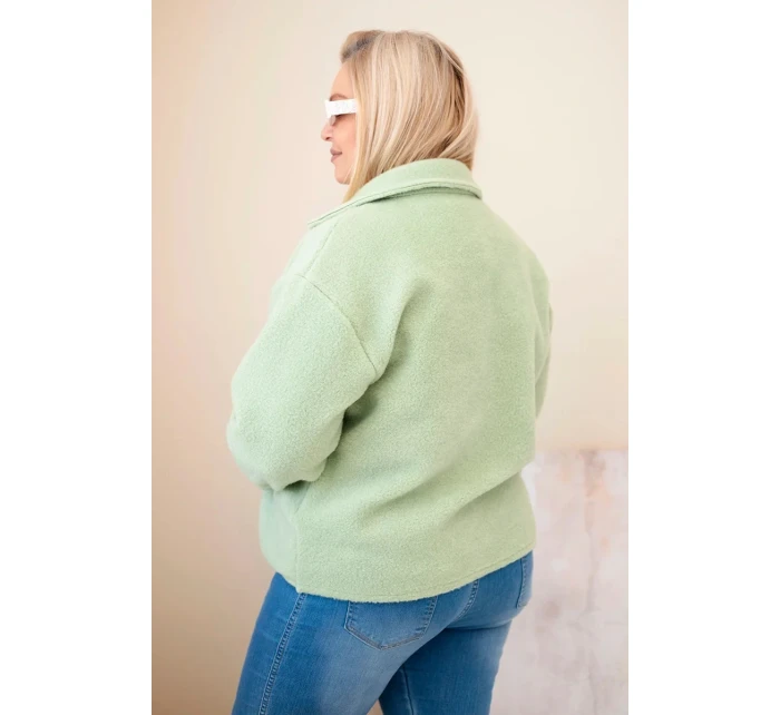 Dámská bunda Plus Size s  a kapsami mátová model 21908695 - K-Fashion